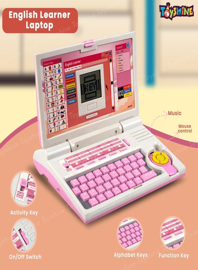 Toyshine Laptop with 20 Activities with Mouse Kids Learning Laptop Educational Toy Boys Girls Toddler Learner Games Music (Pink) - Image 2